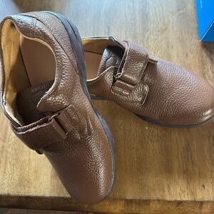 Brown Leather Oxfords with Velcro Strap